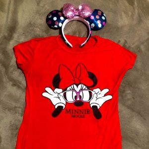Disney Minnie Ears Headband and T-Shirt Pre-Owned